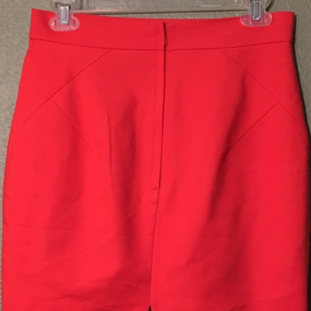 H&M Bright Red Short Mini Pencil Skirt Sz 4 - Picture 3 of 7